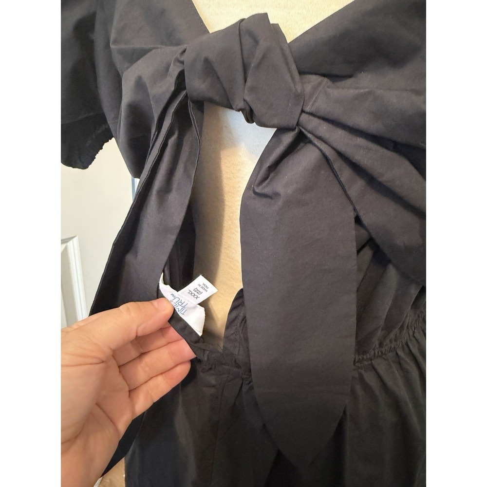 Women's Little Black Dress Tie Back Mini Puff Sleeves, size XXXL 20 Formal Bow - Picture 5 of 5